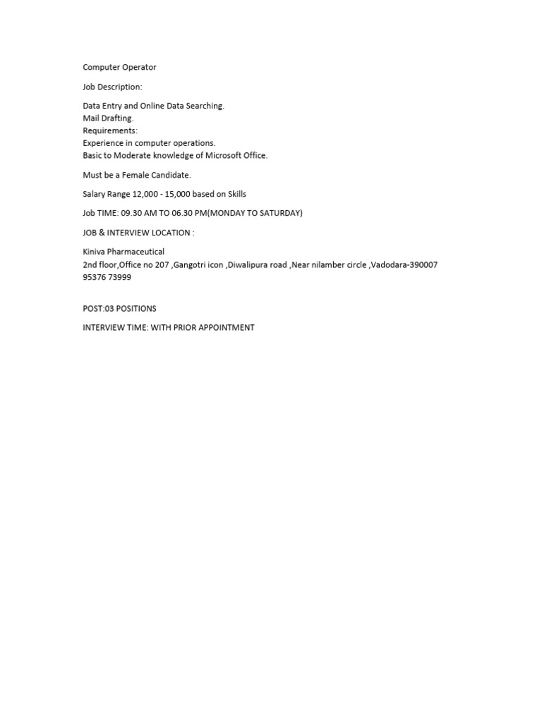 Computer Operater (1) | PDF