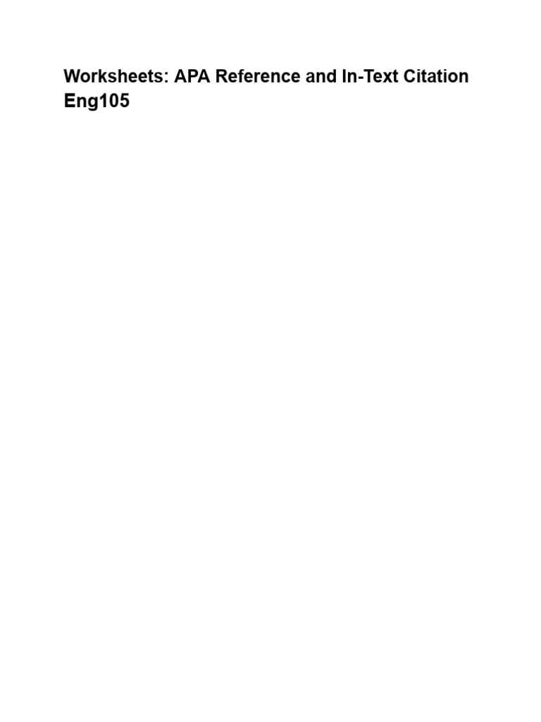 Worksheets_ APA Reference and in-Text Citation | PDF | Climate Change
