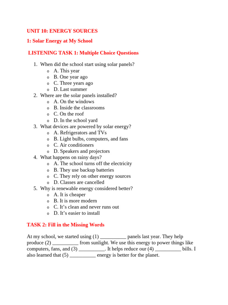 UNIT 10 (Listening) | PDF