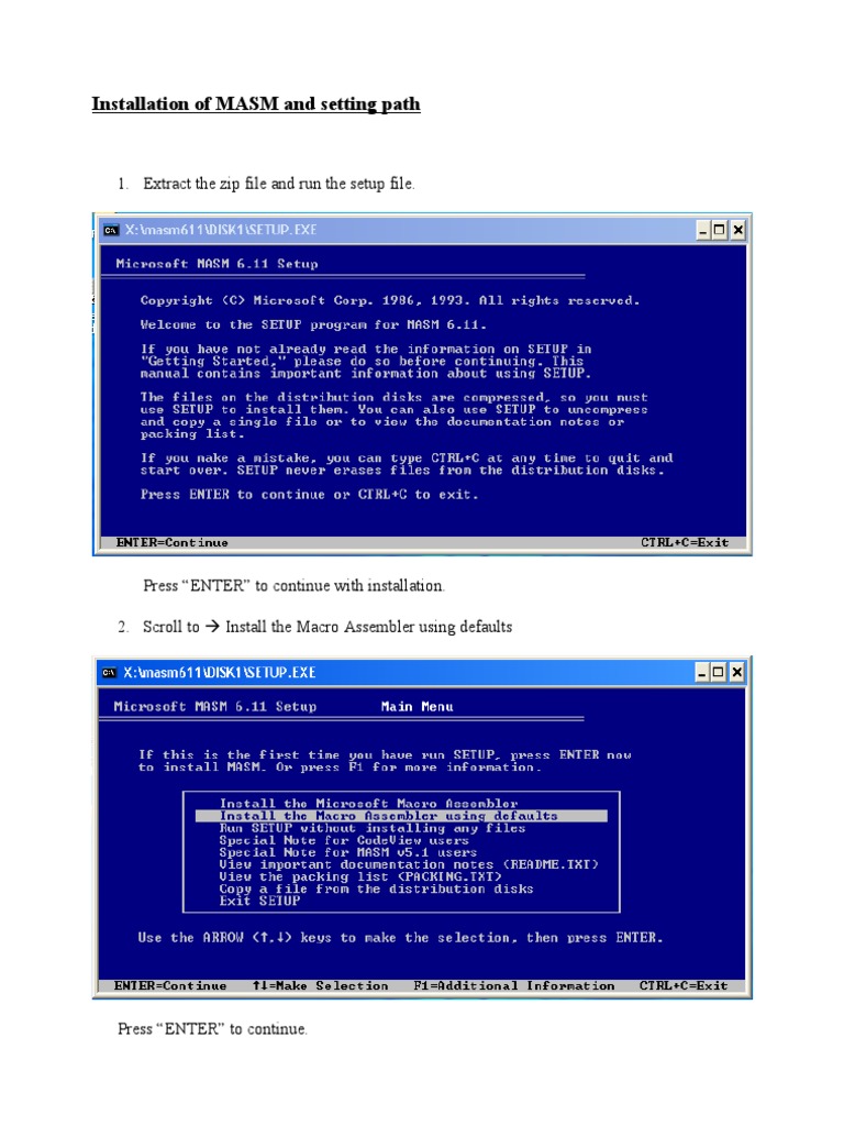 Install MASM and Set Path Guide | PDF | Computers