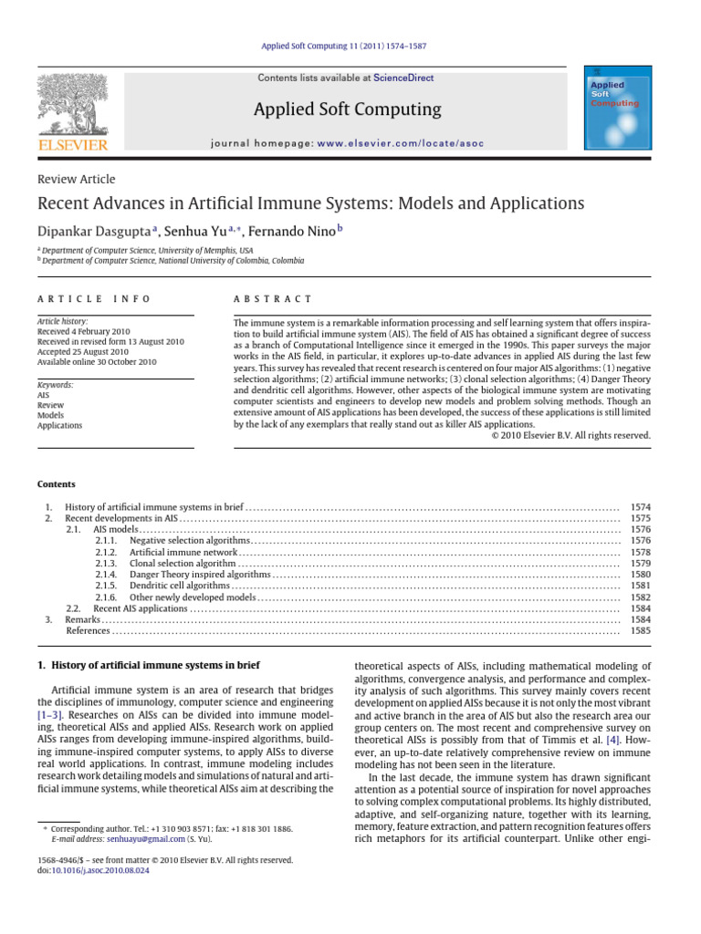 Recent Advances in Artificial Immune Systems | PDF | Antibody | T Cell