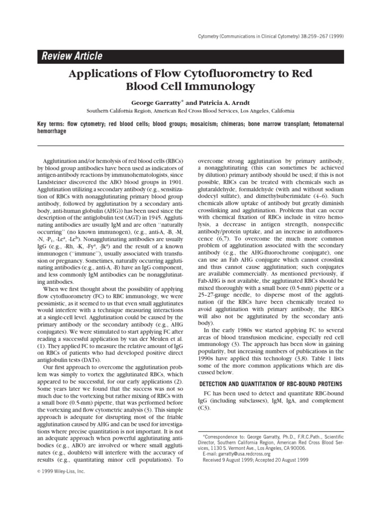 Cytometry - 2002 - Garratty - Applications of Flow Cytofluorometry to ...