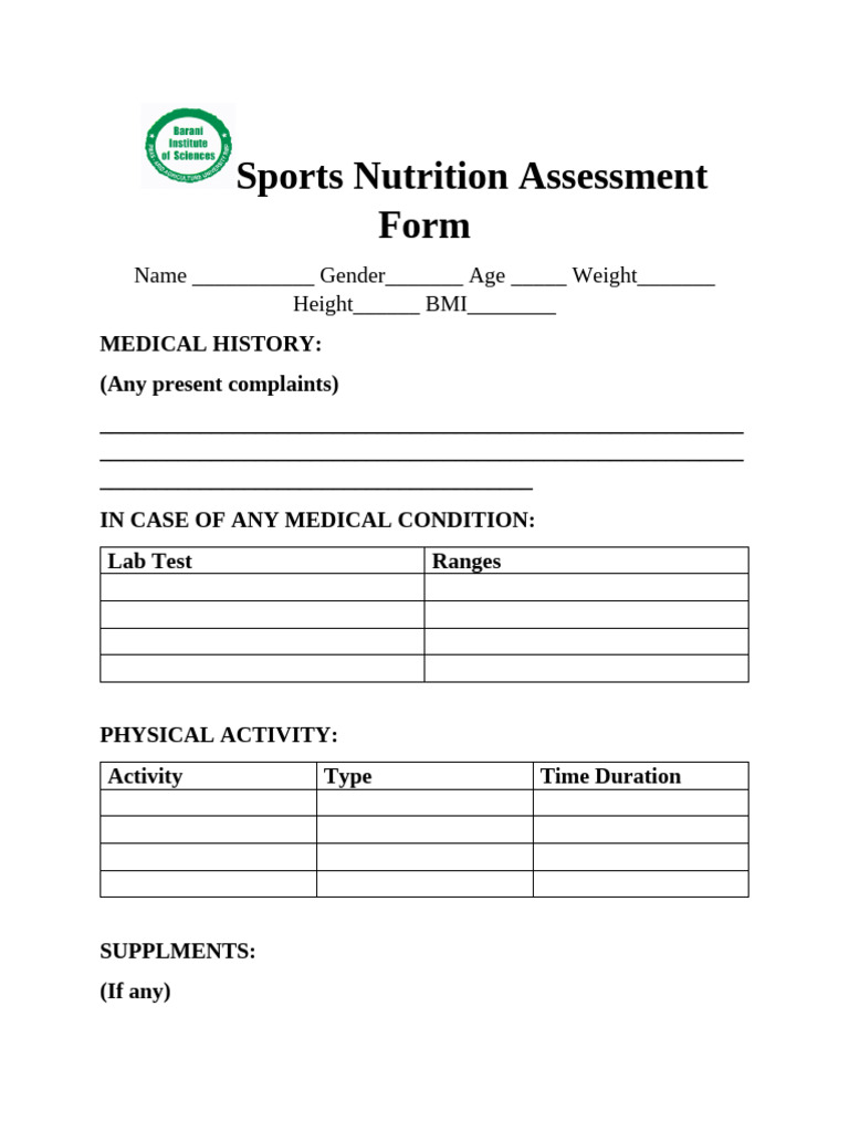 Assessment Form | PDF
