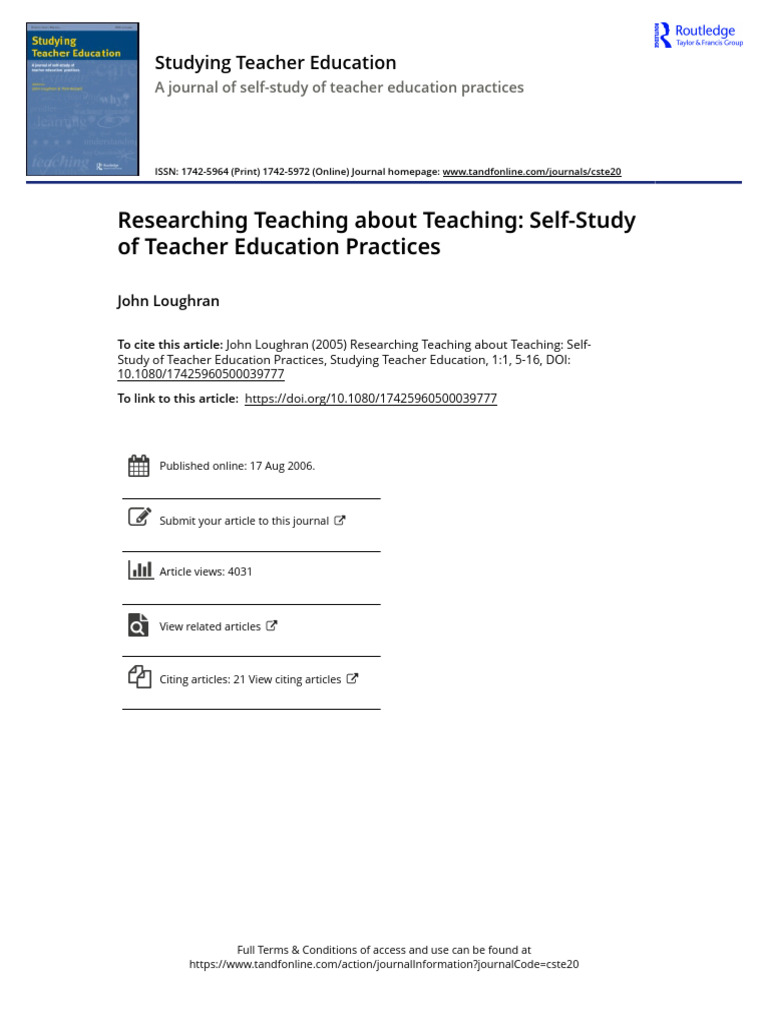 Researching Teaching About Teaching_ Self-Study of Teacher Education ...