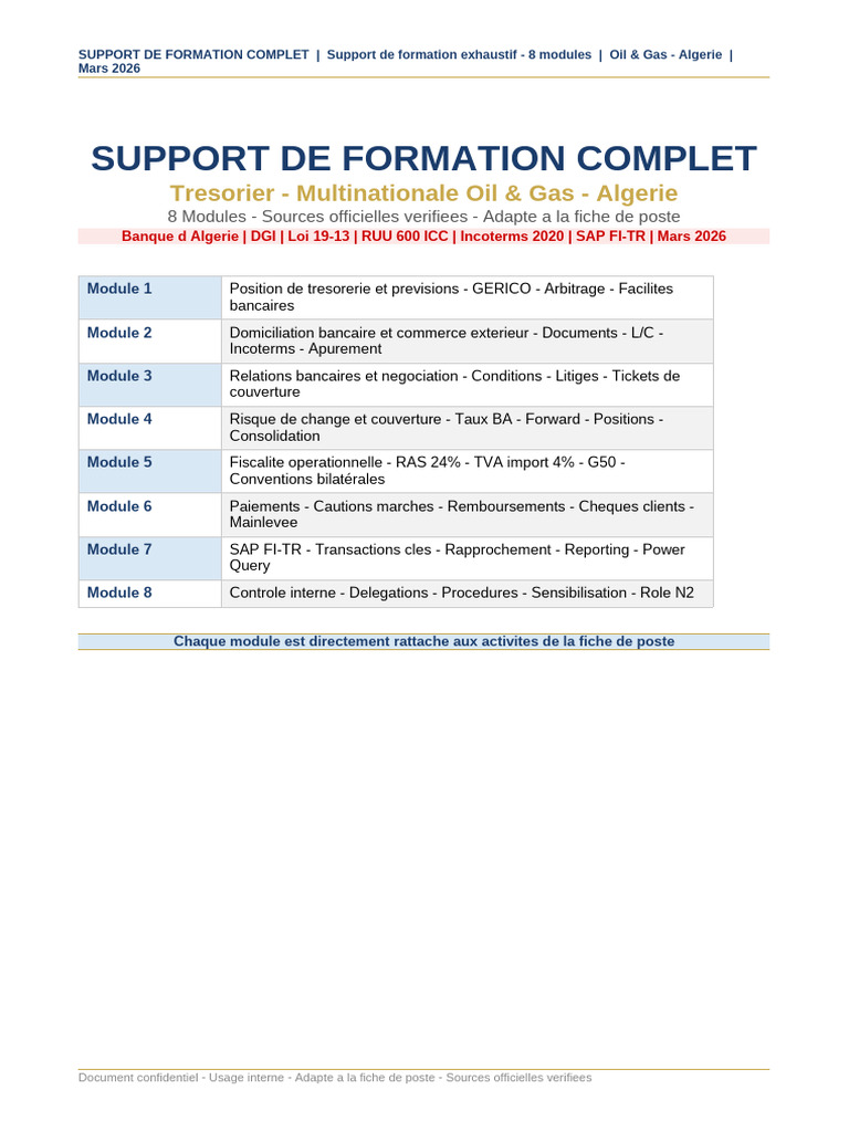 Support Formation Exhaustif 8 Modules OilGas-5 | PDF | Argent | Commerce