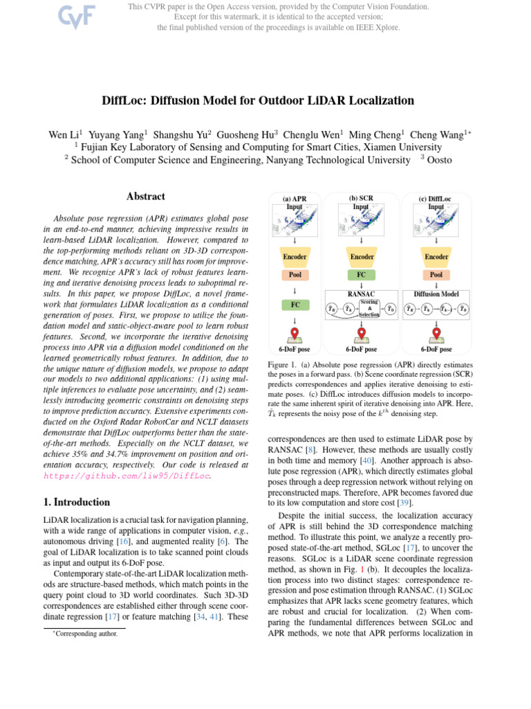 Li DiffLoc Diffusion Model for Outdoor LiDAR Localization CVPR 2024 ...
