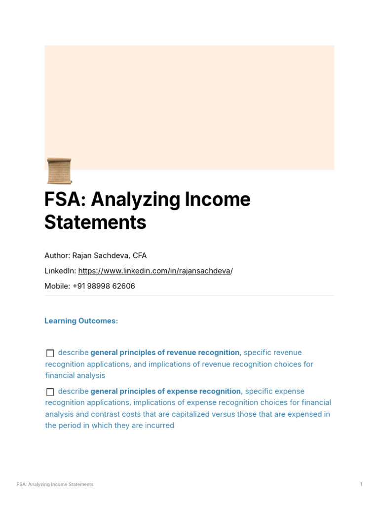 FSA Analyzing Income Statements | PDF | Expense | Earnings Per Share
