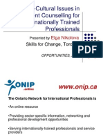 Cross-Cultural Issues in Employment Counselling For Internationally Trained Professionals