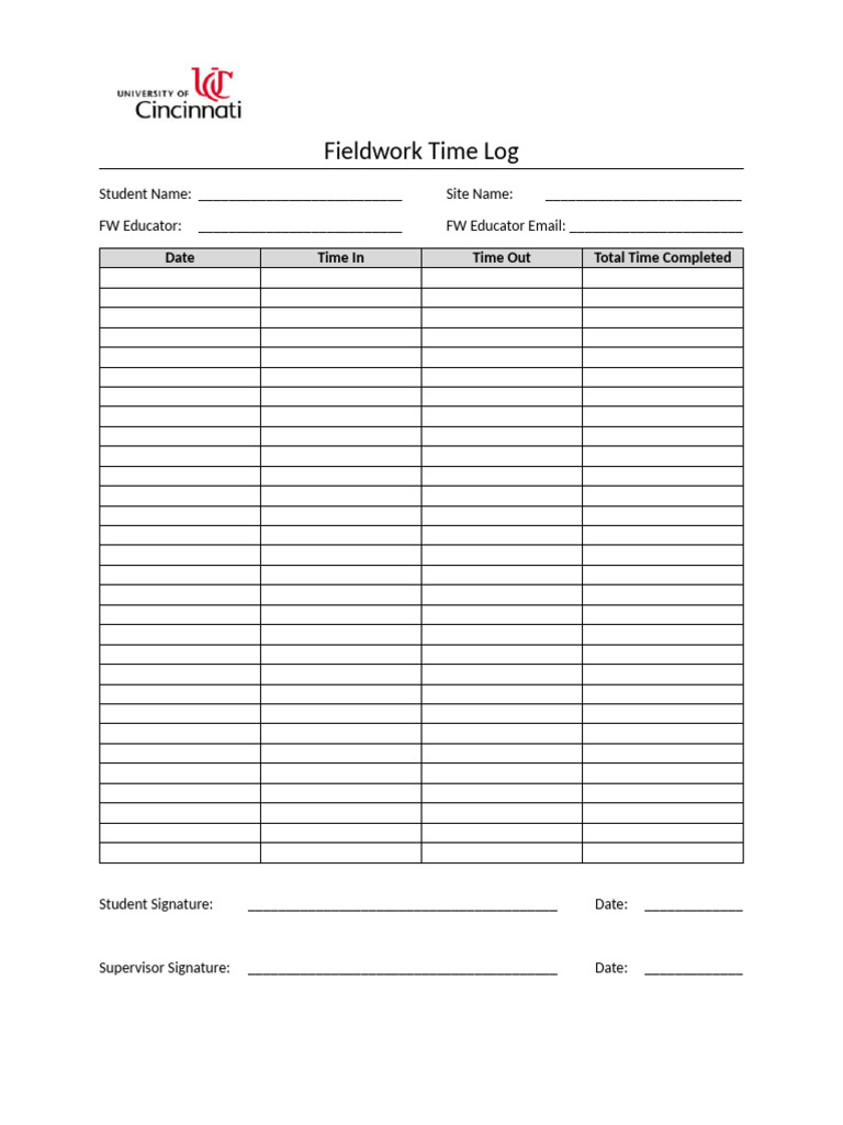 Fieldwork Time Log | PDF