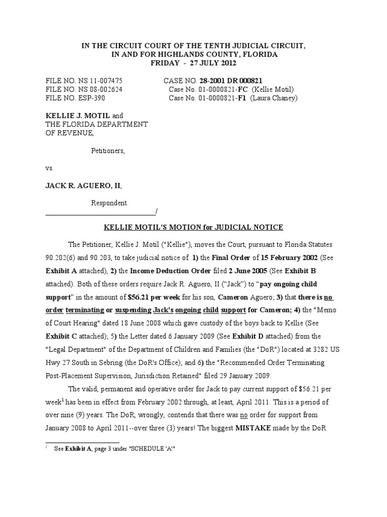 01 821 motion jud notice 3 pdf child support child custody