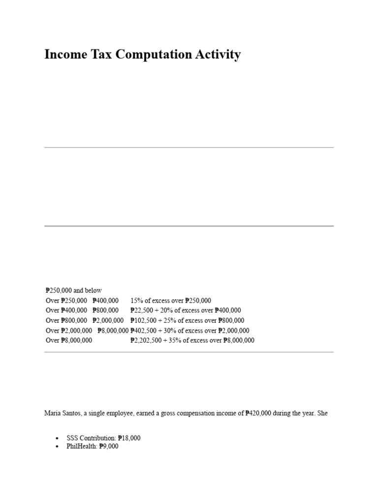 Income Tax Computation Activity | PDF