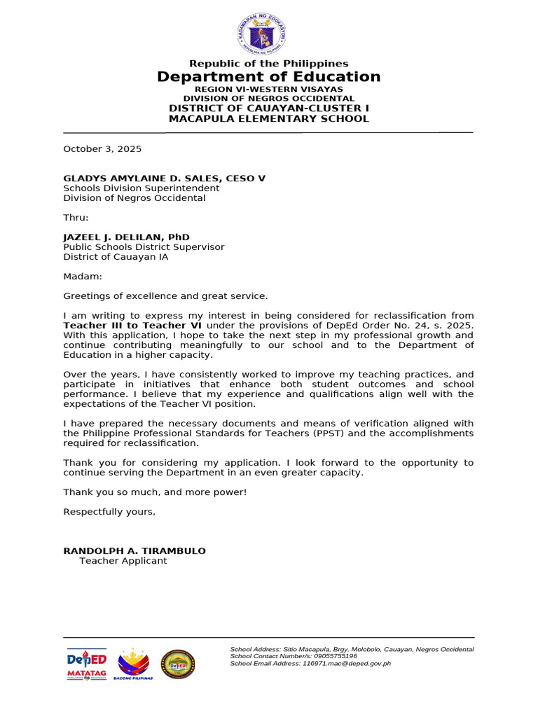Application Waiver Letter for Reclass | PDF