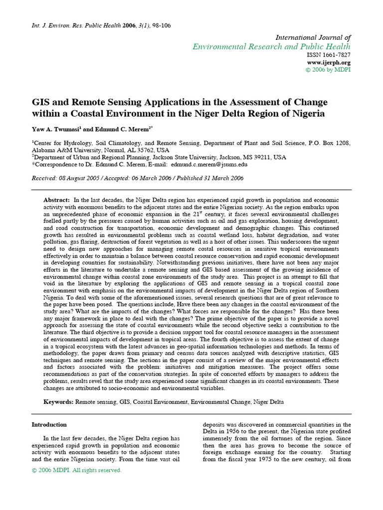 GIS and Remote Sensing Applications in the Assessment of Change Within ...