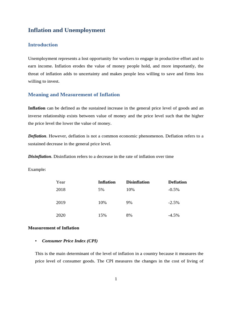 Inflation and Unemployment | PDF | Cost Of Living | Inflation