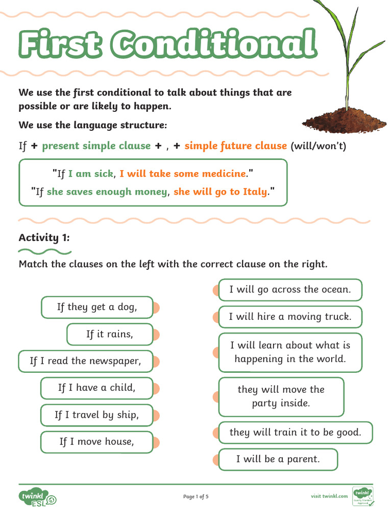 t 1701949024 Esl First Conditional Activity Sheet Teens a2 Ver 1 | PDF ...