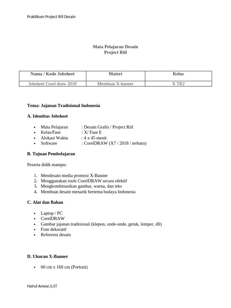 JOBSHEET PROJECT RILL DESAIN x-banner | PDF