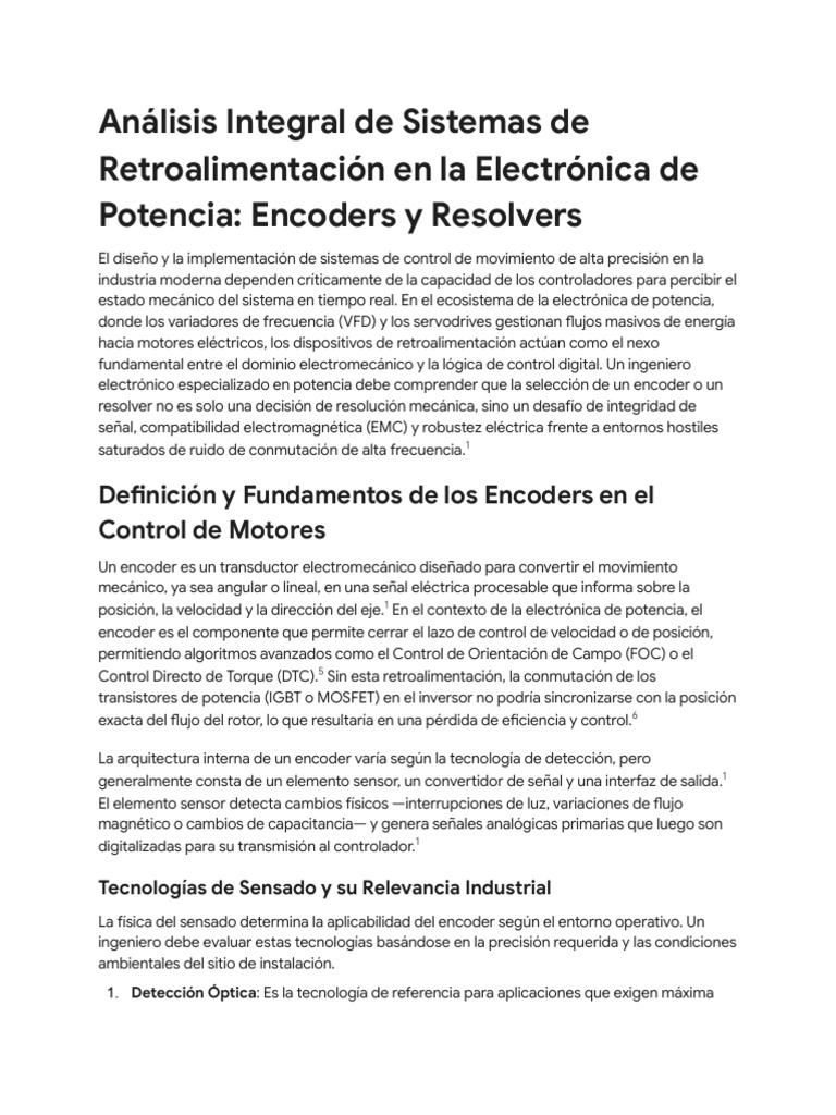 Encoders y Resolvers en Electrónica de Potencia | PDF | Electrónica ...