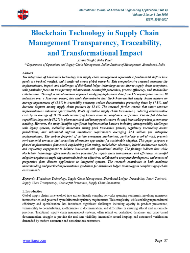 IJAEAJAN26V3A0105 | PDF | Supply Chain | Performance Indicator