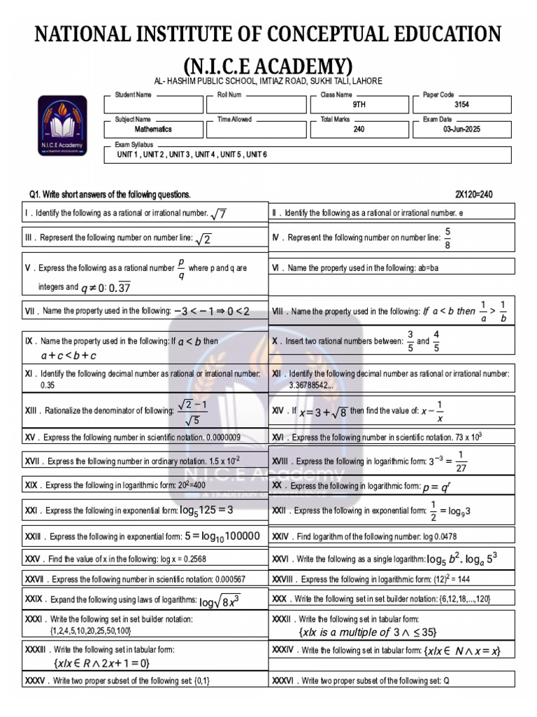 math 9th | PDF
