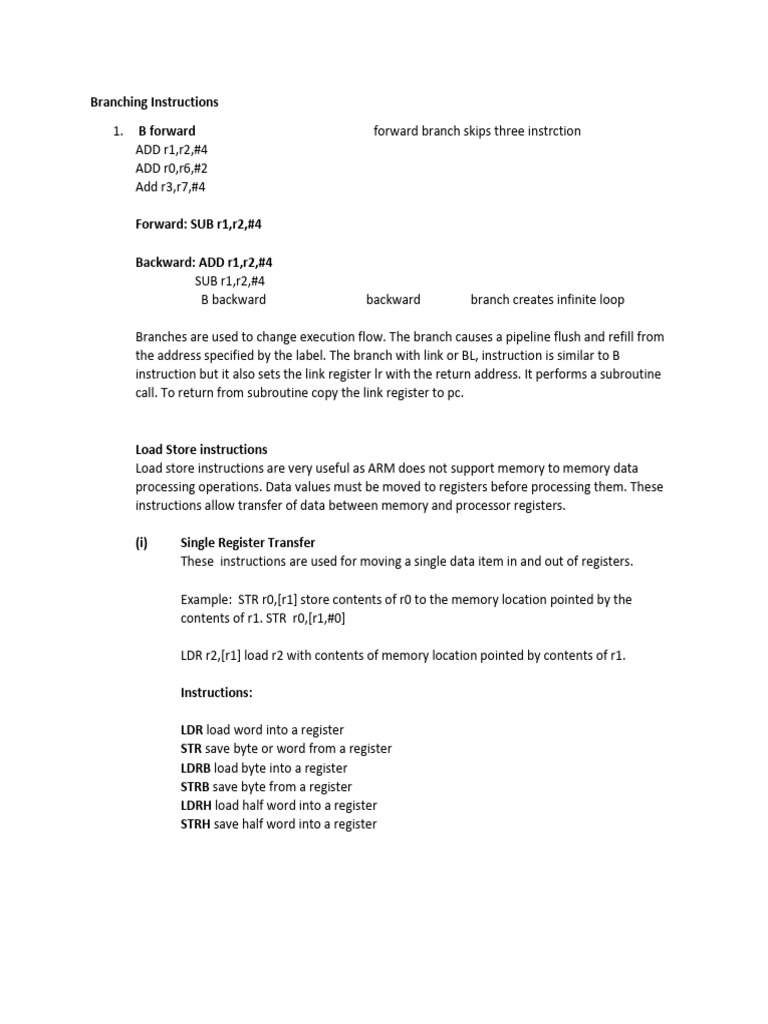 Branching Instructions | PDF | Pointer (Computer Programming ...