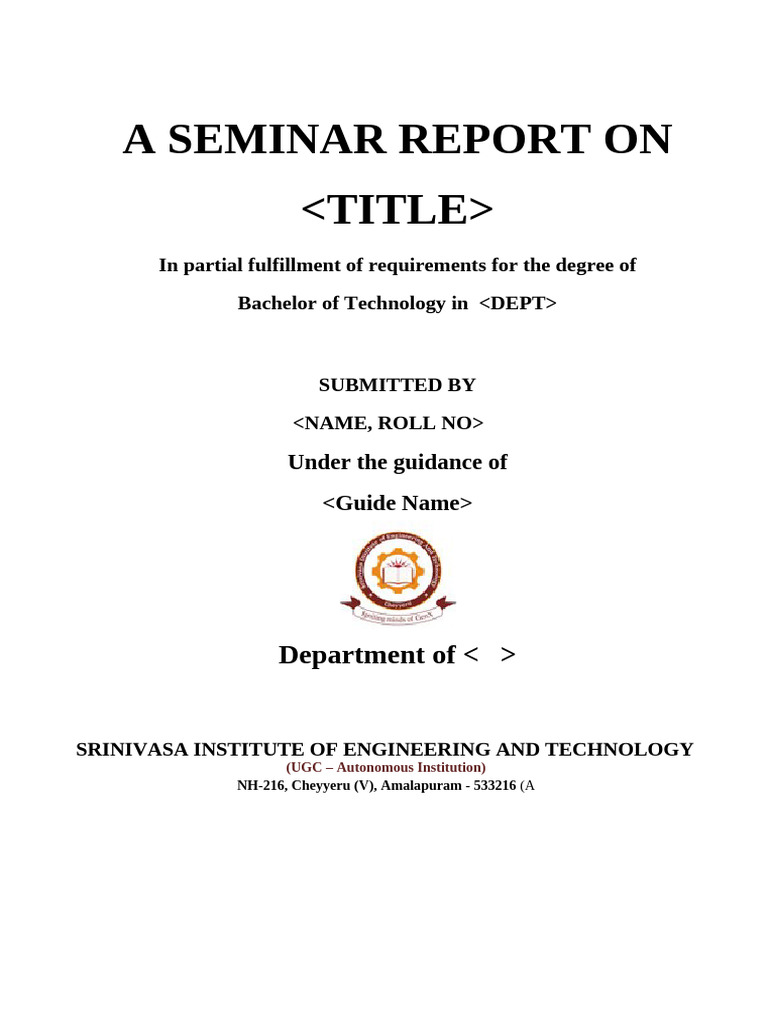 Seminar Report Format | PDF