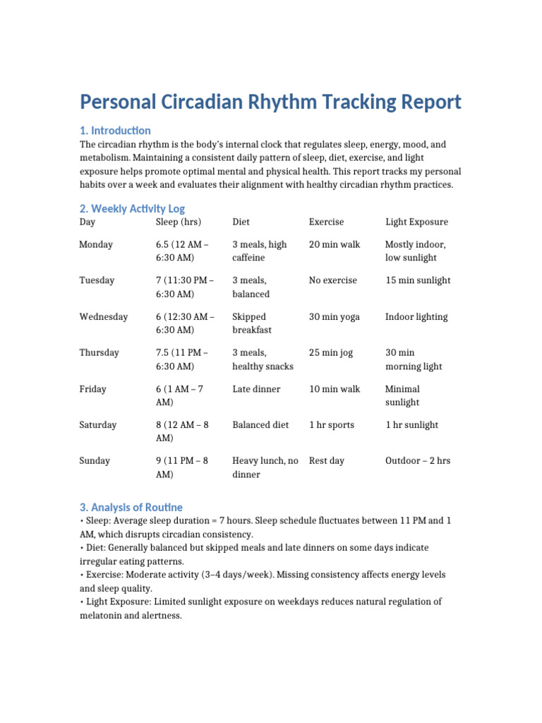 Circadian Rhythm Tracking | PDF | Sleep | Circadian Rhythm