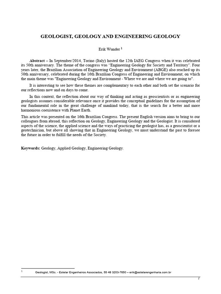GEOLOGISTGEOLOGYANDENGINEERINGGEOLOGY | PDF