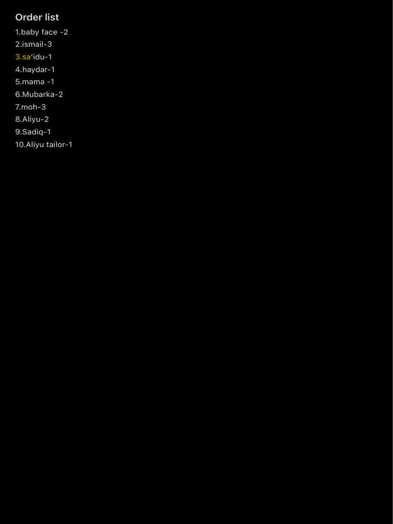 Order List | PDF