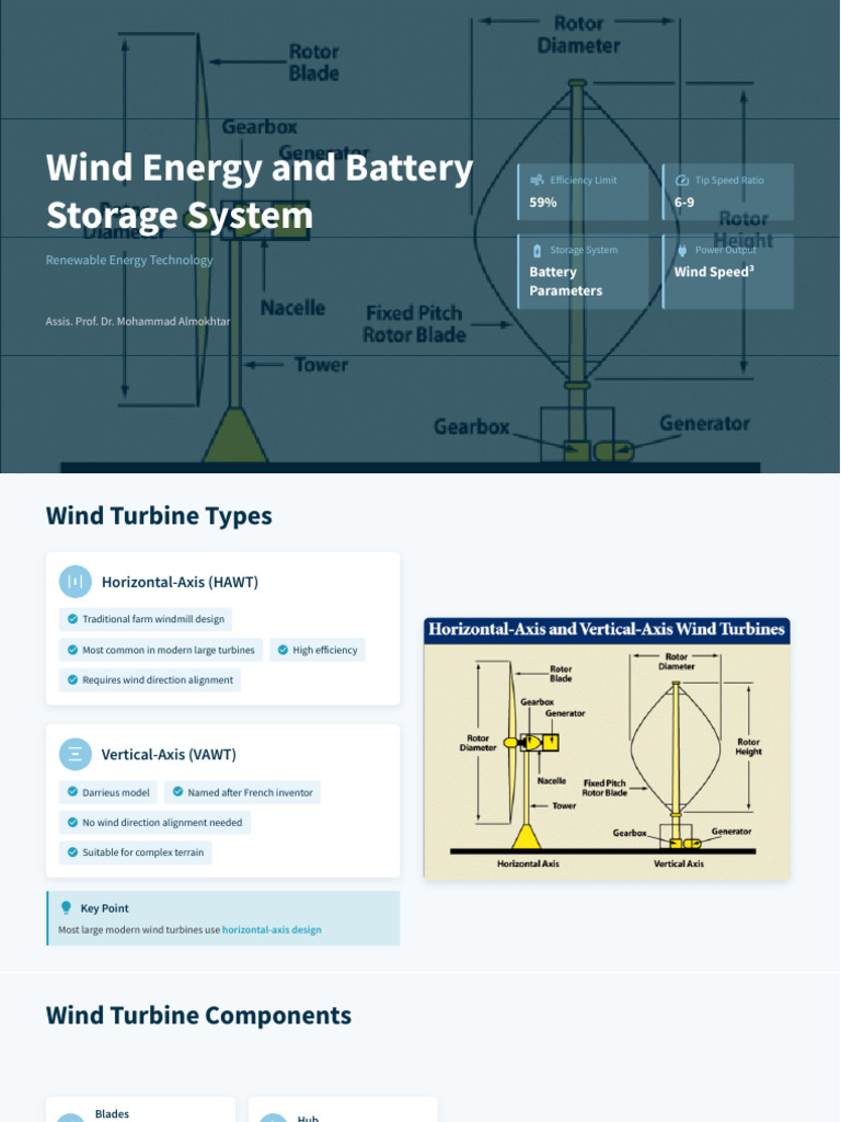 Wind Energy and Battery Storage System | PDF | Wind Turbine | Turbine