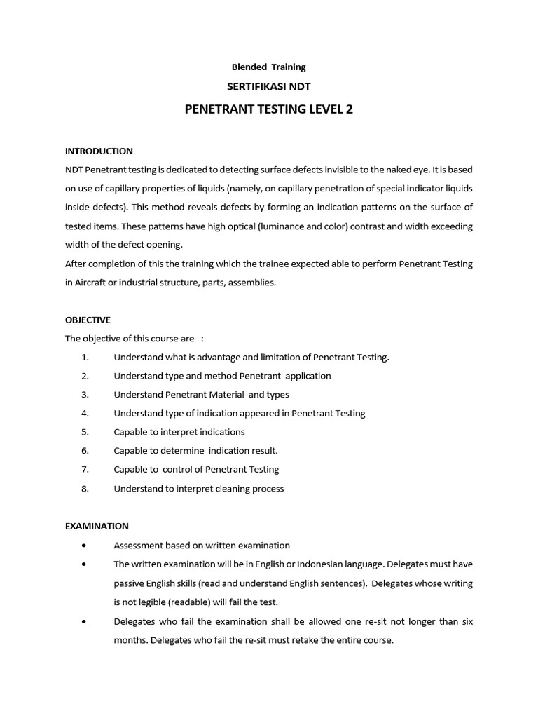 NDT PT (Penetrant Testing) Level 2 | PDF | Nondestructive Testing