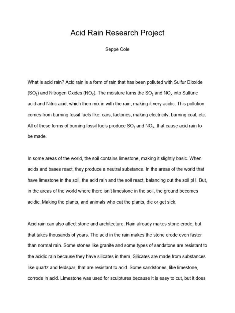 Acid Rain Research Project | PDF