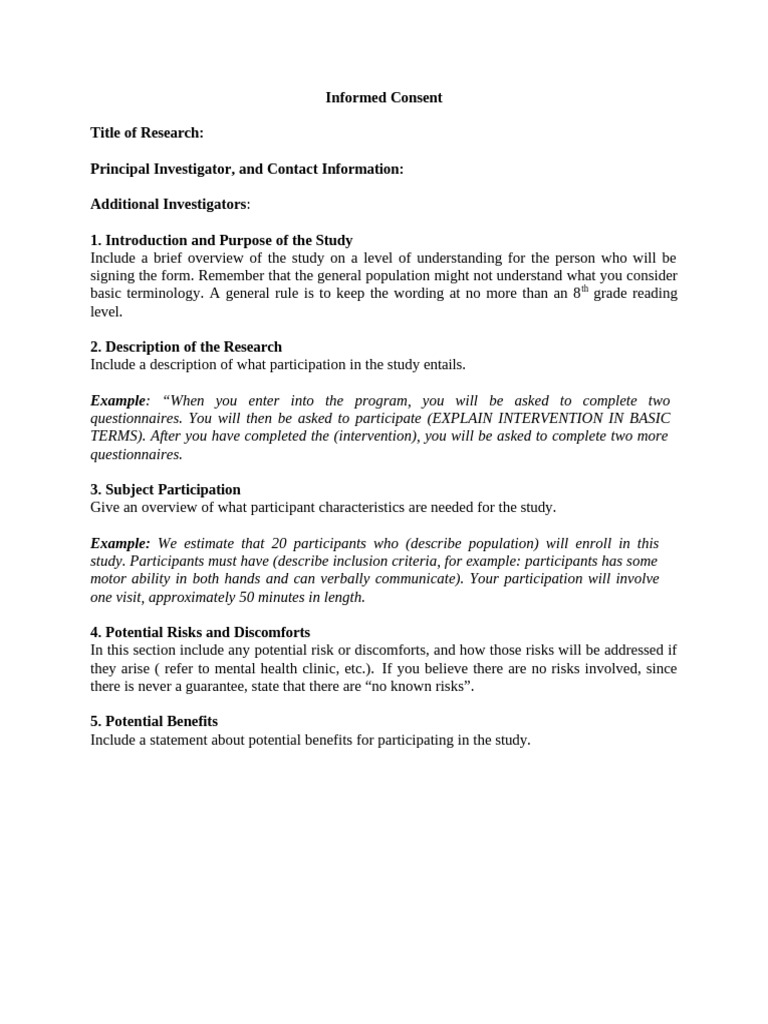 Capstone 3 Sample Informed Consent Form | PDF | Informed Consent ...