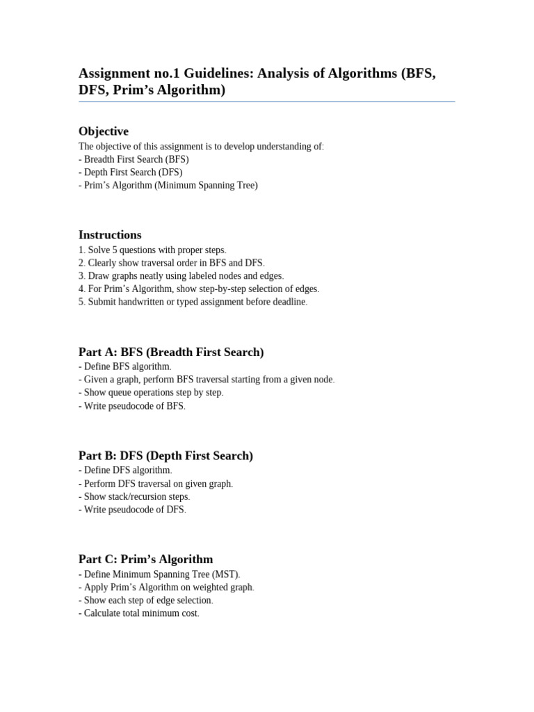 Algorithm Assignment Guidelines | PDF