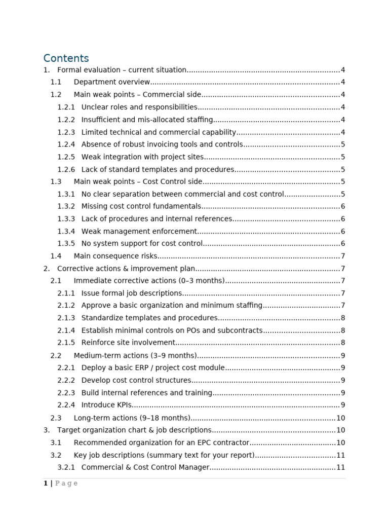 Commercial and Cost Control Evaluation | PDF | Subcontractor | Cost ...