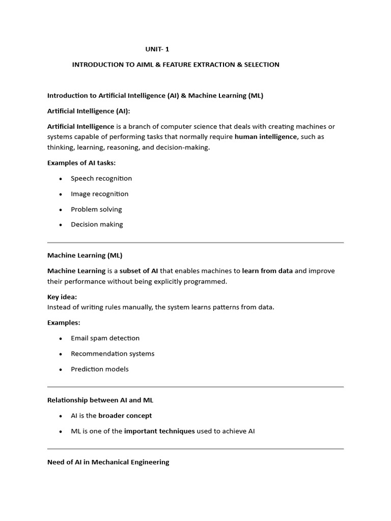 UNIT 1 | PDF | Principal Component Analysis | Artificial Intelligence
