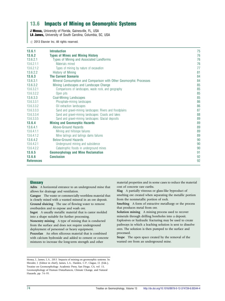 Impacts of Mining on Geomorphic Systems | PDF | Mining | Dredging
