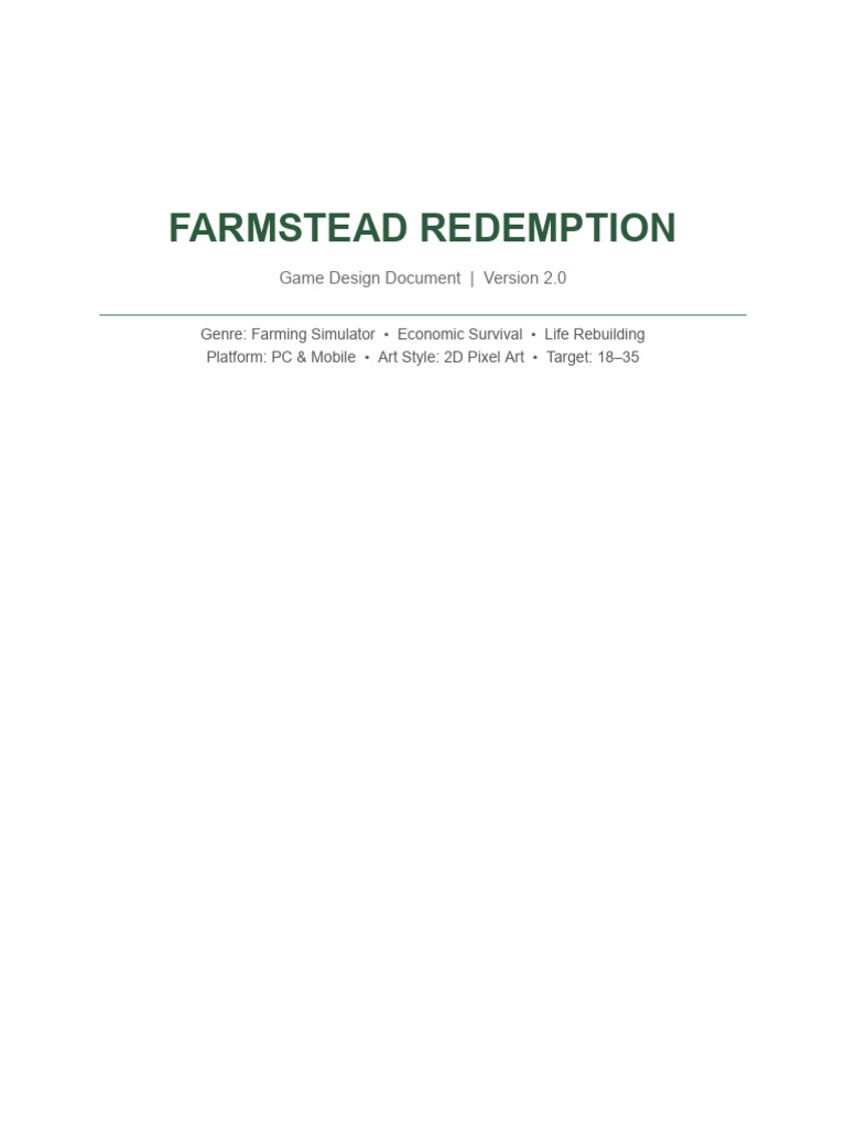 Farmstead Redemption Gdd v2.1.Docx | PDF