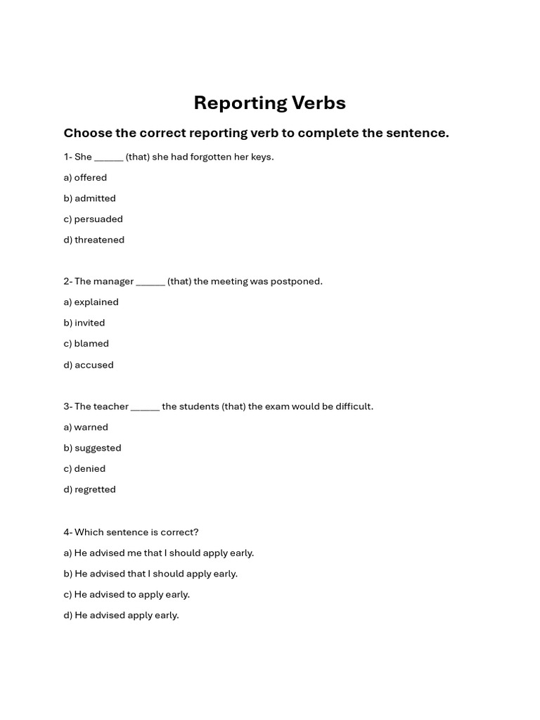 Reporting Verbs | PDF