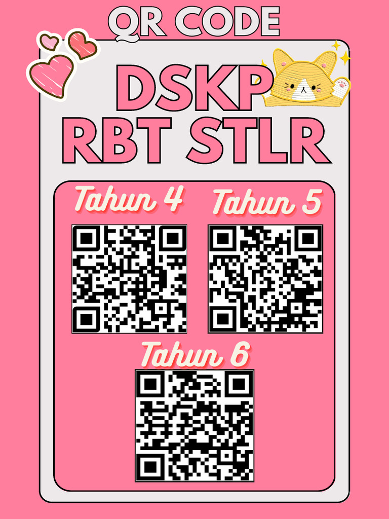 White Pink Illustrative Cute QR Code Flyer | PDF