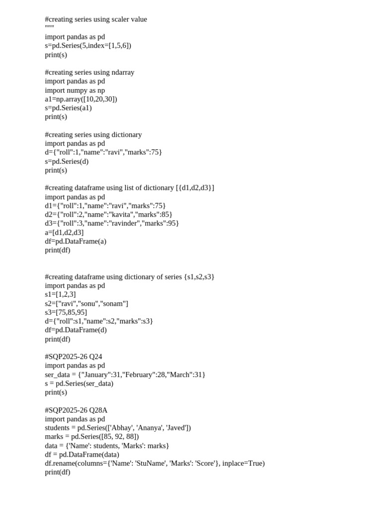 Creating Series Using Scaler Value (1) | PDF