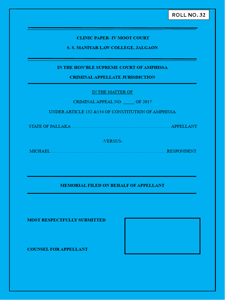 Memorial on behalf of Appellant | PDF | Insanity Defense | Burden Of ...