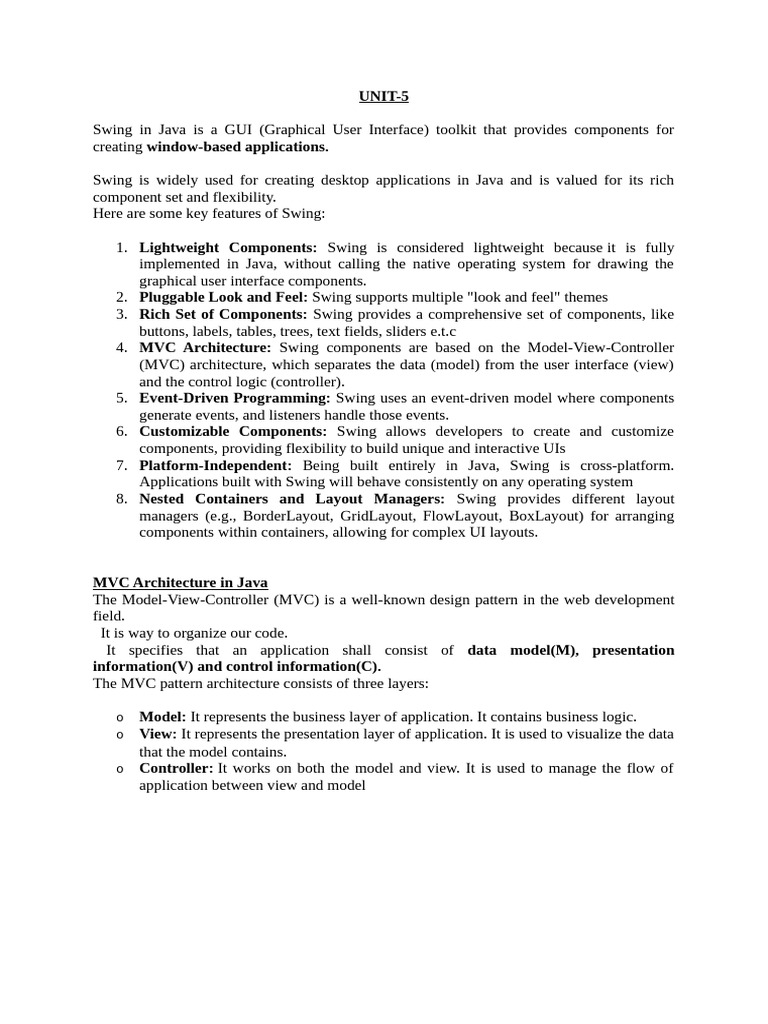 Unit-5 Complete Notes | PDF | Model–View–Controller | Port (Computer ...