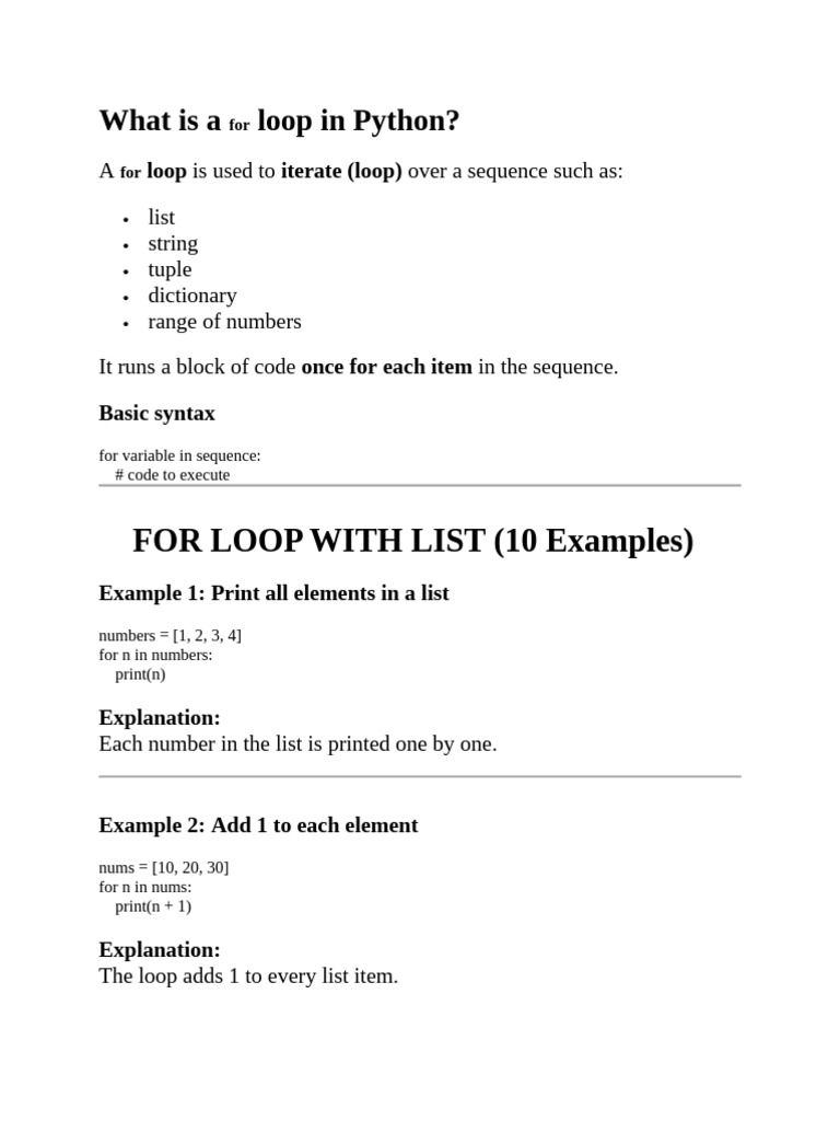 What is a for Loop in Python | PDF