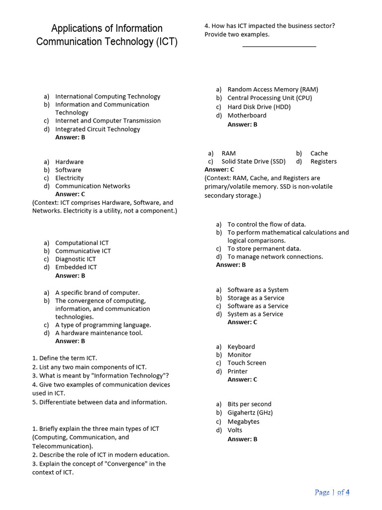 ICT MCQs | PDF | Computer Data Storage | Databases