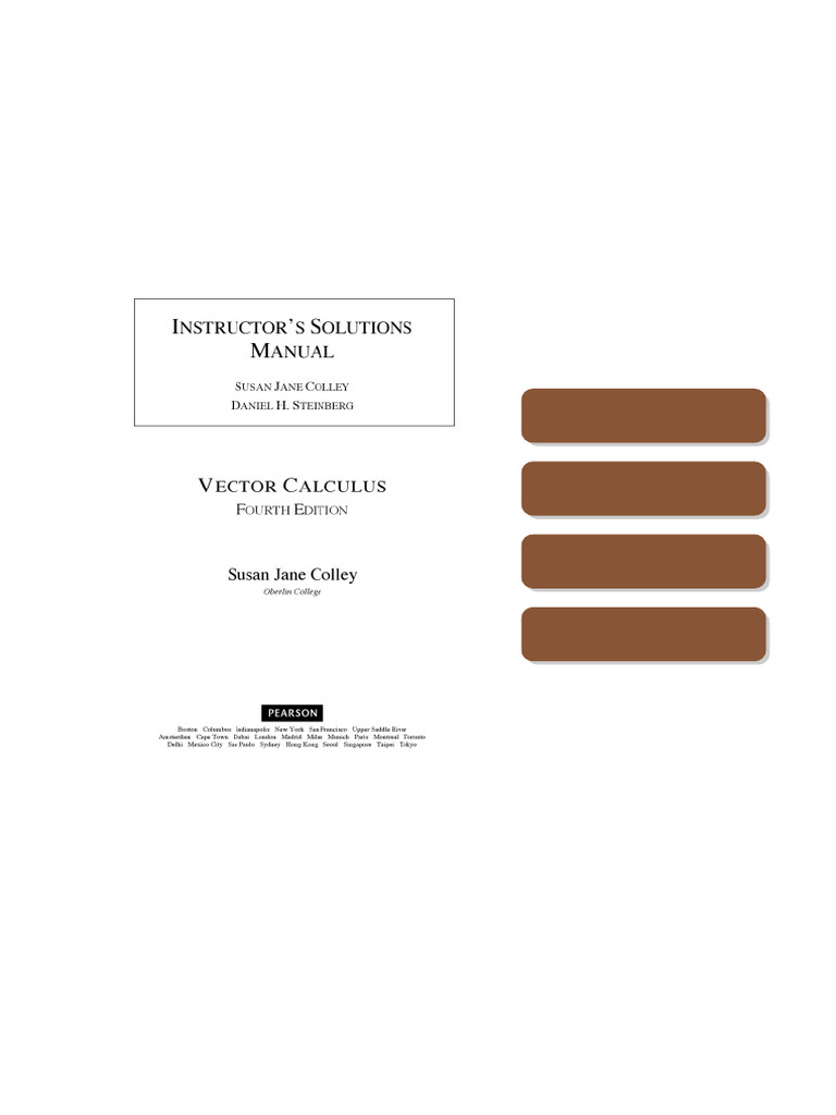 Vector Calculus - Solutions 4th Edition Susan Jane Colley Official ...