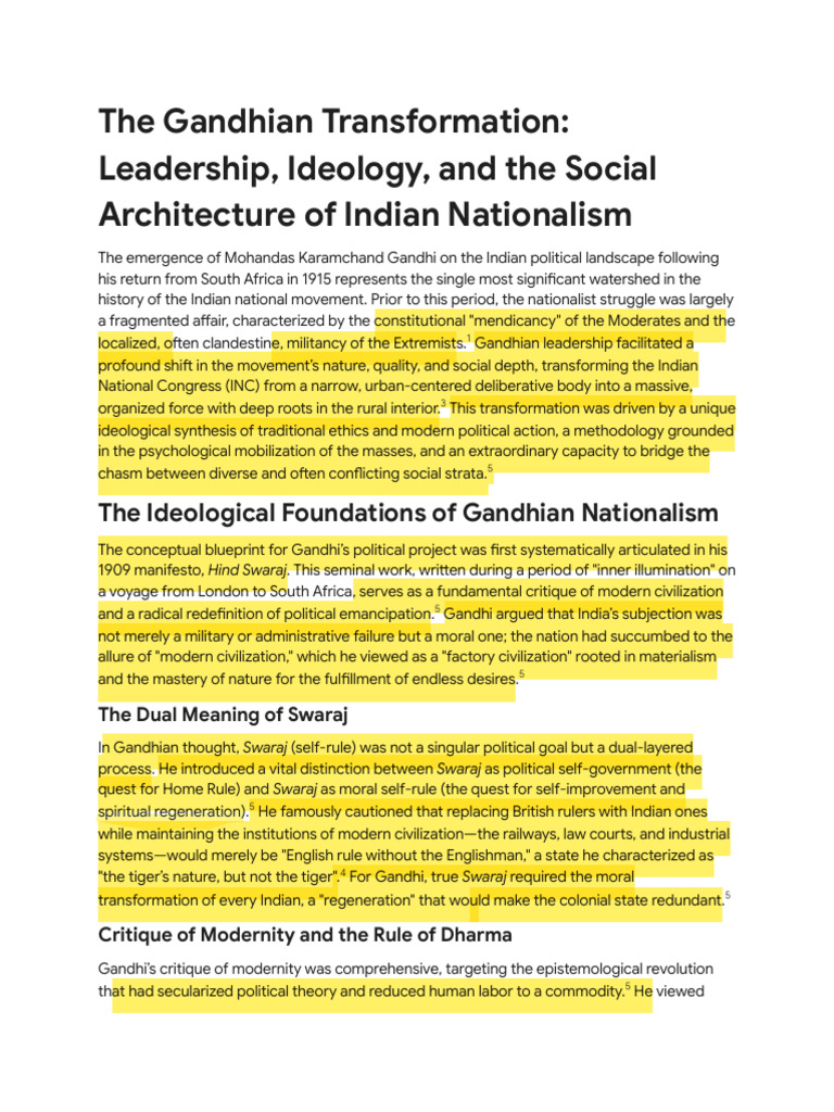 Gandhi's Leadership and National Movement | PDF | Mahatma Gandhi ...