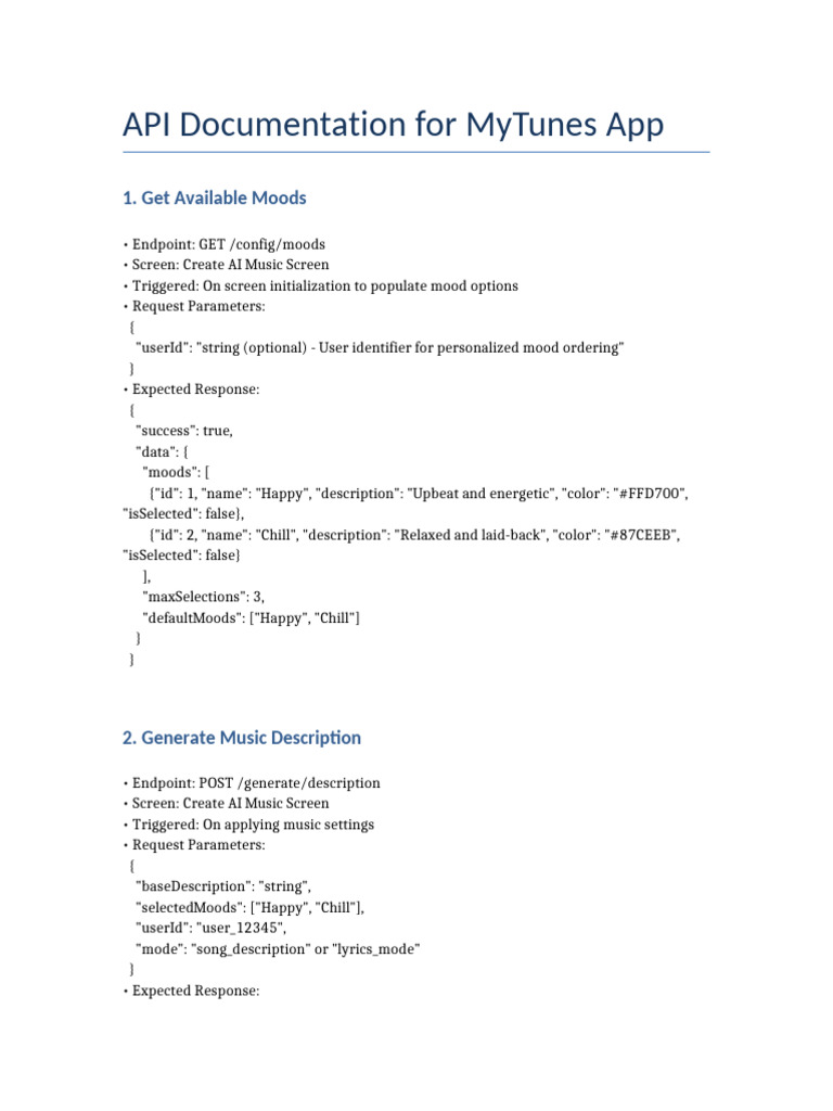 MyTunes API Documentation | PDF