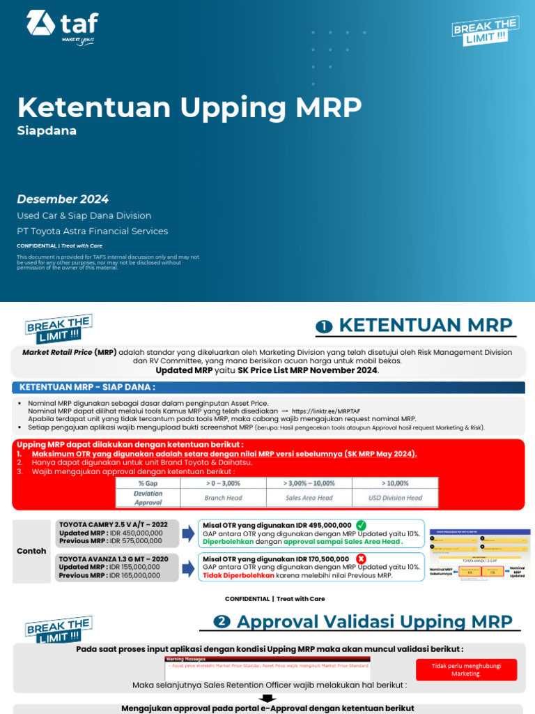 Ketentuan Upping MRP Siap Dana - Desember 2024 New | PDF