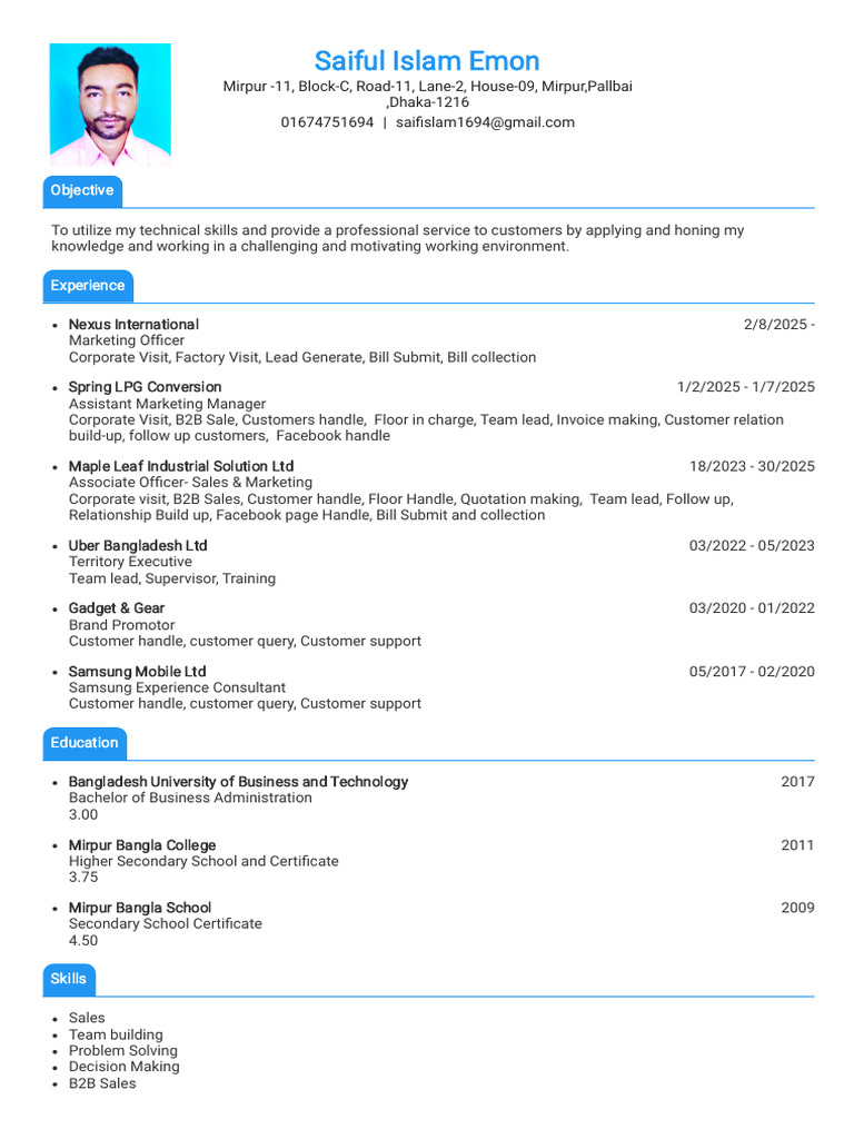 CV_Saiful Islam Emon | PDF | Business | Business Economics