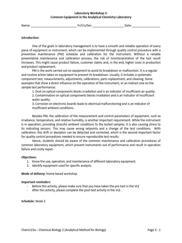 Laboratory Workshop 3 | PDF | Ph | Analytical Chemistry